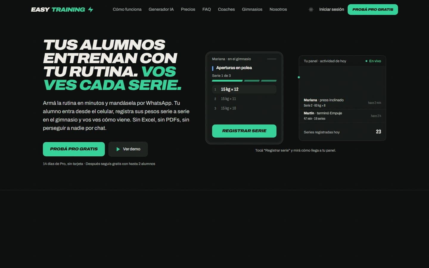 Captura de EasyTraining